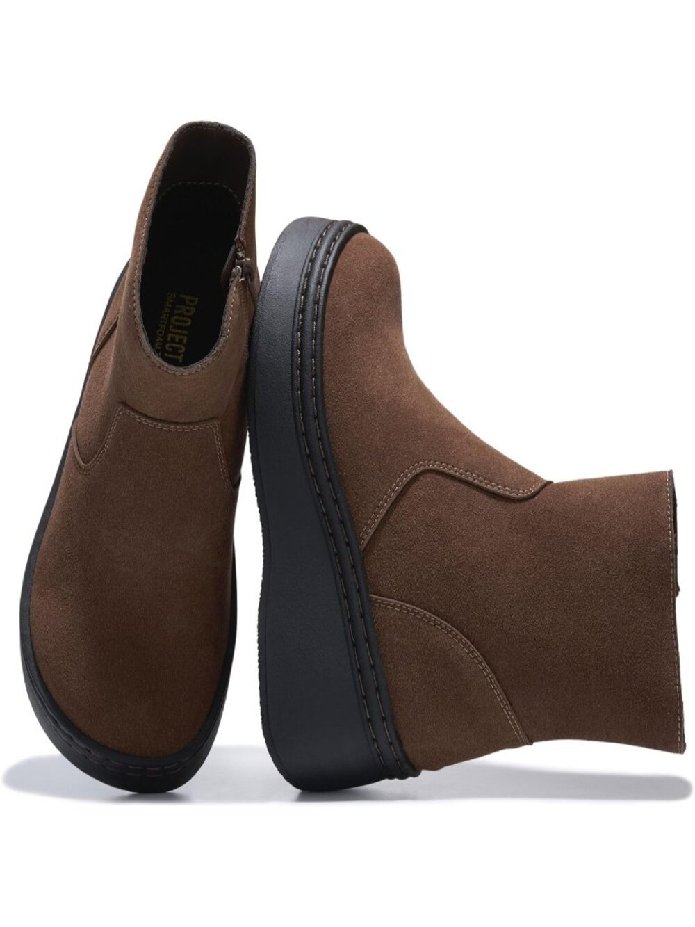 Women's Chocolate Suede Round Toe Comfortable Inside Zipper Platform Ankle Boots